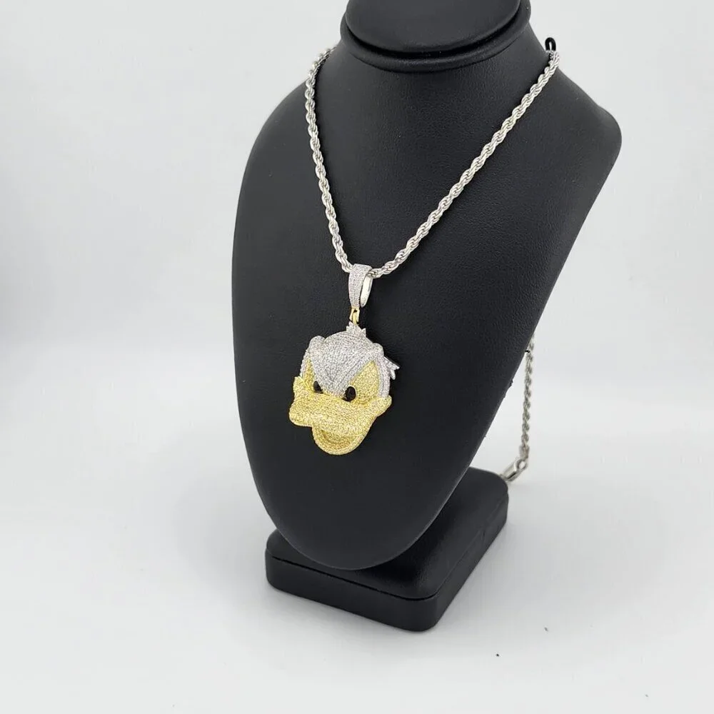 Brand New Sterling Silver 925 Angry Donald Necklace